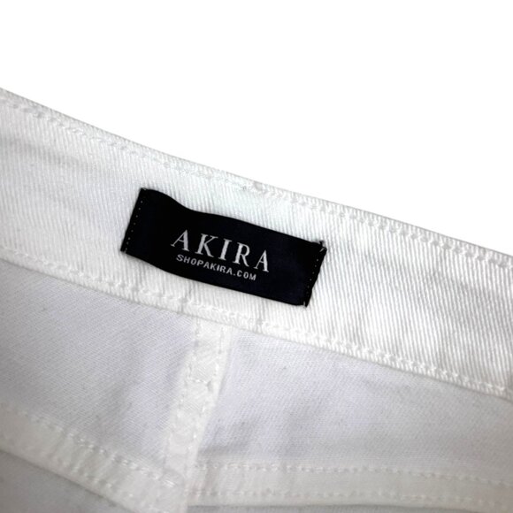 AKIRA Diamonds Metal Slit Relaxed Raw Hem White Denim Jeans Womens Size 6 - Picture 4 of 10